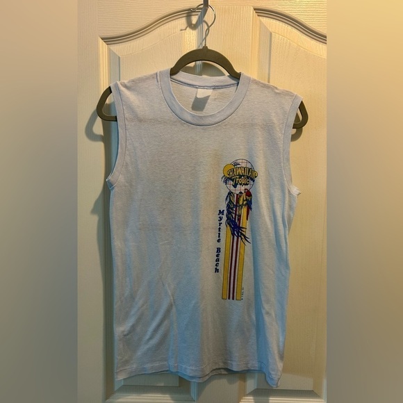 Hawaiian Tropic Other - 💦”Vintage Hawaiian Tropic 1983 Myrtle Beach Sky Blue Sleeveless Tank” Size S💧